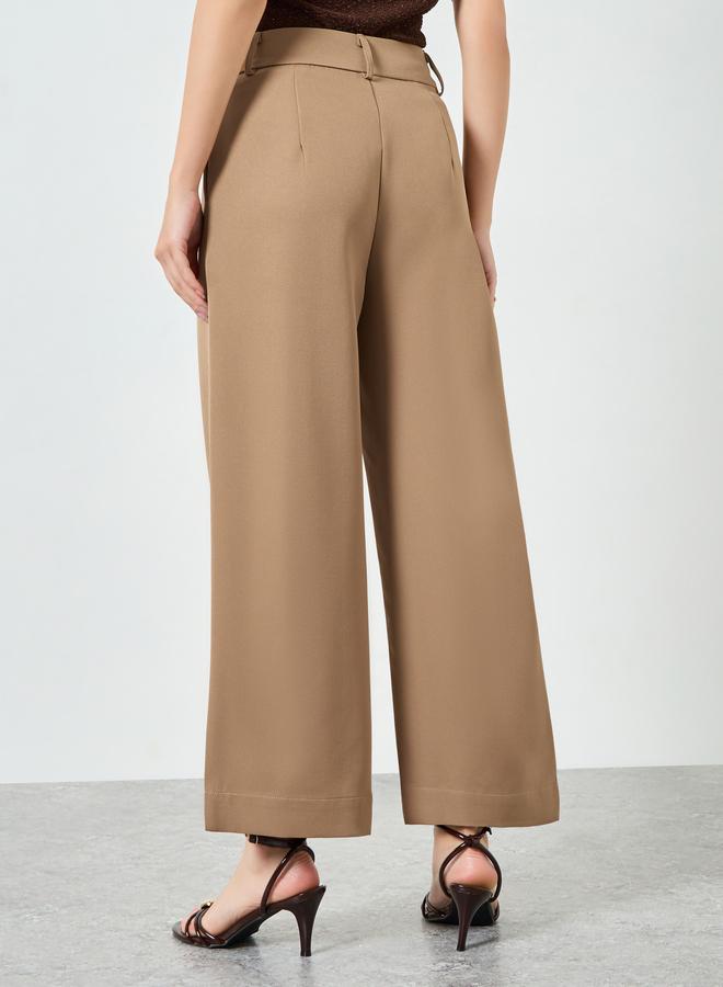 Styli Tan Solid Barrel Fit Trousers - Image 3